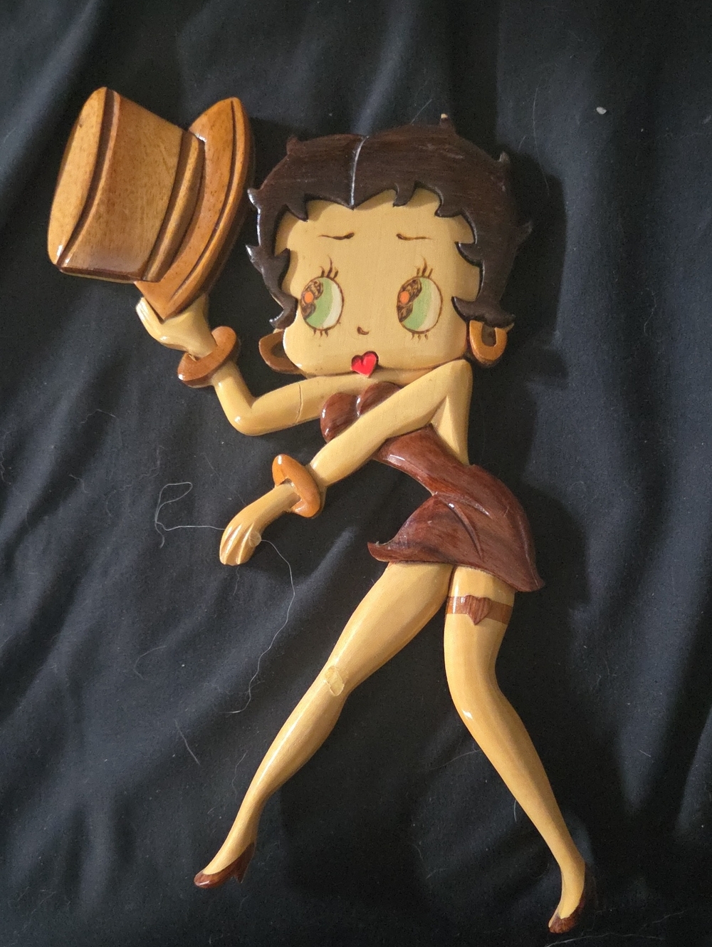 Betty Boop Wall Plaque in Brown, Cream & Black